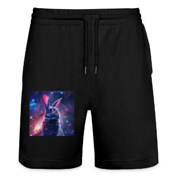 Lapin - Short de jogging bio TRAINER Stanley/Stella unisexe - noir - Devant - Nik (191cm) & Marisol (170cm)