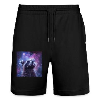 Raccoon - Stanley/Stella Trainer Unisex Organic Jogging Shorts - black - Front - Nik (191cm) & Marisol (170cm)