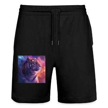 Tiger - Stanley/Stella Trainer Unisex Organic Jogging Shorts - black - Front - Nik (191cm) & Marisol (170cm)