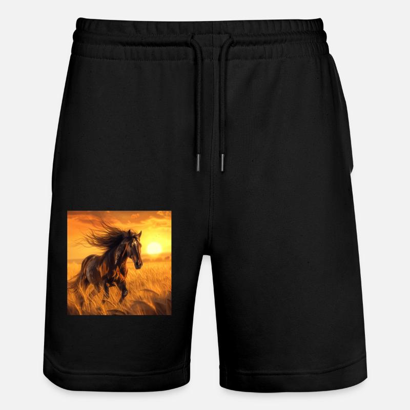 Pferd - Stanley/Stella Unisex Bio Joggingshorts Trainer  - Schwarz