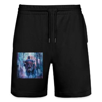 Bison - Stanley/Stella Unisex Bio Joggingshorts Trainer  - Schwarz - Vorne - Nik (191cm) & Marisol (170cm)
