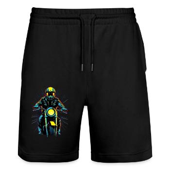 Moto néon - Short de jogging bio TRAINER Stanley/Stella unisexe - noir - Devant - Nik (191cm) & Marisol (170cm)