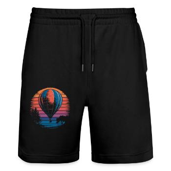 Montgolfière Rétro Sunset Vintage - Short de jogging bio TRAINER Stanley/Stella unisexe - noir - Devant - Nik (191cm) & Marisol (170cm)