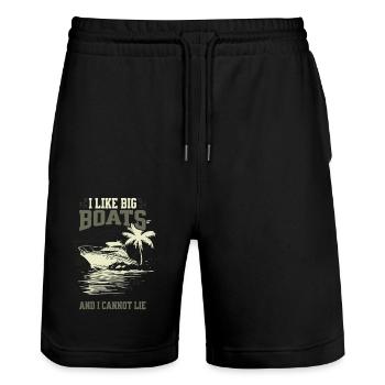 J’aime les grands bateaux et je ne peux pas mentir bateau tropical - Short de jogging bio TRAINER Stanley/Stella unisexe - noir - Devant - Nik (191cm) & Marisol (170cm)