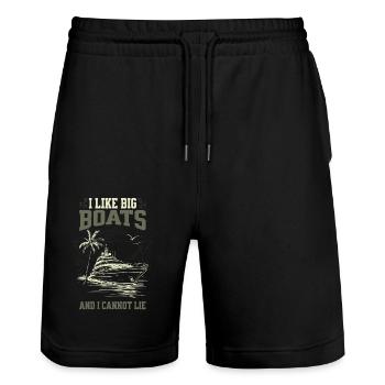 I Like Big Boats And I Cannot Lie Tropische Yacht - Stanley/Stella Unisex Bio Joggingshorts Trainer  - Schwarz - Vorne - Nik (191cm) & Marisol (170cm)