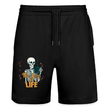 Coffee The Joy Funny Coffee Lover Halloween - Stanley/Stella Trainer Unisex Organic Jogging Shorts - black - Front - Nik (191cm) & Marisol (170cm)
