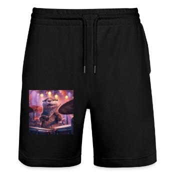 Otter - Stanley/Stella Unisex Bio Joggingshorts Trainer  - Schwarz - Vorne - Nik (191cm) & Marisol (170cm)