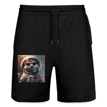 Meerkat - Stanley/Stella Trainer Unisex Organic Jogging Shorts - black - Front - Nik (191cm) & Marisol (170cm)