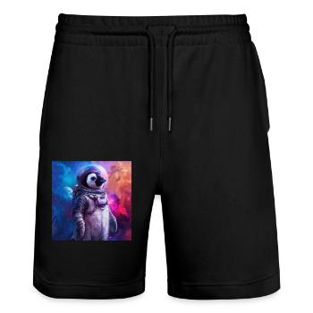 Penguin - Stanley/Stella Trainer Unisex Organic Jogging Shorts - black - Front - Nik (191cm) & Marisol (170cm)
