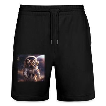 Tiger - Stanley/Stella Trainer Unisex Organic Jogging Shorts - black - Front - Nik (191cm) & Marisol (170cm)