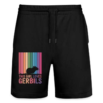 Gerbil Saying Racing Rat Girl Gerbil Gift - Stanley/Stella Trainer Unisex Organic Jogging Shorts - black - Front - Nik (191cm) & Marisol (170cm)