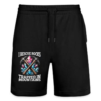 Rockhounding I Rescue Rocks Mineral Collecting - Stanley/Stella Unisex Bio Joggingshorts Trainer  - Schwarz - Vorne - Nik (191cm) & Marisol (170cm)