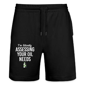 Essential oil - Stanley/Stella Trainer Unisex Organic Jogging Shorts - black - Front - Nik (191cm) & Marisol (170cm)