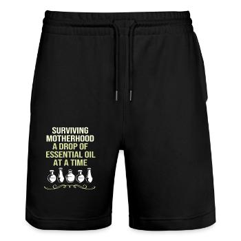 Essential oil - Stanley/Stella Trainer Unisex Organic Jogging Shorts - black - Front - Nik (191cm) & Marisol (170cm)