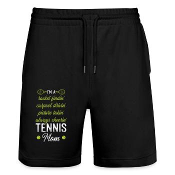 Funny Tennis Player Racket Mom I'm - Stanley/Stella Unisex Bio Joggingshorts Trainer  - Schwarz - Vorne - Nik (191cm) & Marisol (170cm)