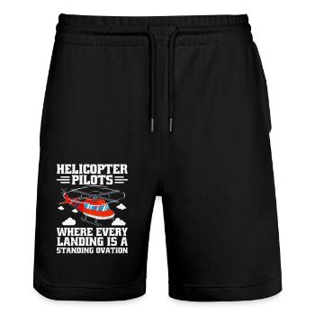 Hubschrauberpiloten, bei denen jede Landung ein Stellvertreter ist - Stanley/Stella Unisex Bio Joggingshorts Trainer  - Schwarz - Vorne - Nik (191cm) & Marisol (170cm)
