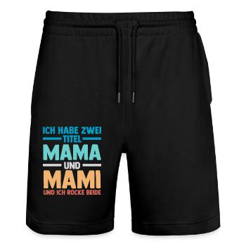 Mutter Stiefmutter Muttertag Mama - Stanley/Stella Unisex Bio Joggingshorts Trainer  - Schwarz - Vorne - Nik (191cm) & Marisol (170cm)