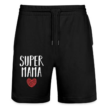 Mom Superhero Mom - Stanley/Stella Trainer Unisex Organic Jogging Shorts - black - Front - Nik (191cm) & Marisol (170cm)