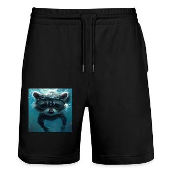 Raccoon - Stanley/Stella Trainer Unisex Organic Jogging Shorts - black - Front - Nik (191cm) & Marisol (170cm)