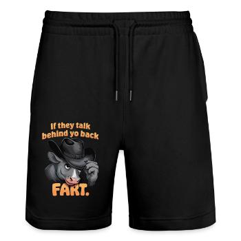 Kuh - Stanley/Stella Unisex Bio Joggingshorts Trainer  - Schwarz - Vorne - Nik (191cm) & Marisol (170cm)