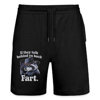 Raccoon - Stanley/Stella Trainer Unisex Organic Jogging Shorts - black - Front - Nik (191cm) & Marisol (170cm)