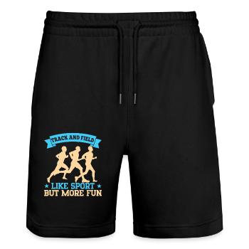 Running Track And Field Like Sport But More Fun - Stanley/Stella Trainer Unisex Organic Jogging Shorts - black - Front - Nik (191cm) & Marisol (170cm)