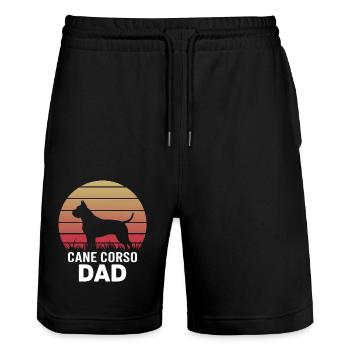 Cane Corso Italiano Papa Papa Cane Corso Cadeau - Short de jogging bio TRAINER Stanley/Stella unisexe - noir - Devant - Nik (191cm) & Marisol (170cm)