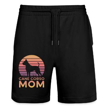 Cane Corso Italiano Mom Mom Cane Corso Gift - Stanley/Stella Trainer Unisex Organic Jogging Shorts - black - Front - Nik (191cm) & Marisol (170cm)