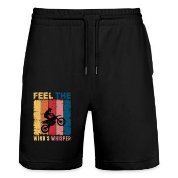 feel the wind wisphereet - Stanley/Stella Unisex Bio Joggingshorts Trainer  - Schwarz - Vorne - Nik (191cm) & Marisol (170cm)