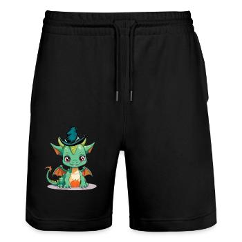 Halloween Dragon Dragon Pumpkin Kids Child Baby - Stanley/Stella Trainer Unisex Organic Jogging Shorts - black - Front - Nik (191cm) & Marisol (170cm)