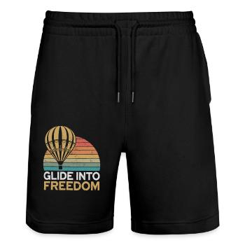 Heißluftballon: Glide Into Freedom - Stanley/Stella Unisex Bio Joggingshorts Trainer  - Schwarz - Vorne - Nik (191cm) & Marisol (170cm)
