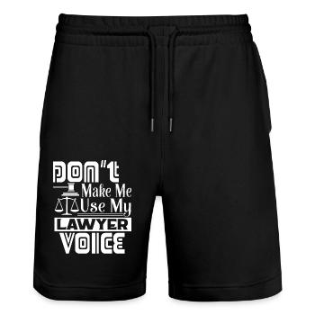Lawyer Use My Lawyer Voice - Stanley/Stella Trainer Unisex Organic Jogging Shorts - black - Front - Nik (191cm) & Marisol (170cm)