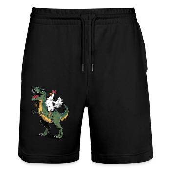 Chicken - Stanley/Stella Trainer Unisex Organic Jogging Shorts - black - Front - Nik (191cm) & Marisol (170cm)
