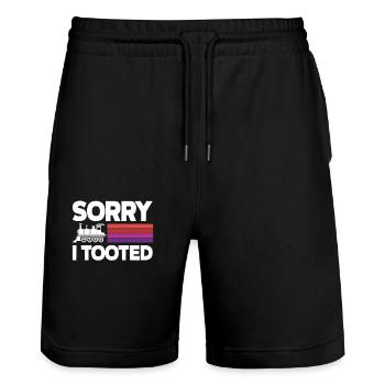 Entschuldigung Ich Habe Gepupst - Stanley/Stella Unisex Bio Joggingshorts Trainer  - Schwarz - Vorne - Nik (191cm) & Marisol (170cm)