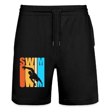 Swimming Swimmers Swimming Pool Swimming Instructors - Stanley/Stella Trainer Unisex Organic Jogging Shorts - black - Front - Nik (191cm) & Marisol (170cm)
