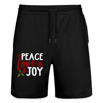 Christmas Peace Love Joy - Stanley/Stella Trainer Unisex Organic Jogging Shorts - black - Front - Nik (191cm) & Marisol (170cm)