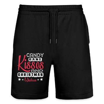Candy Cane Kisses And Christmas Wishes - Stanley/Stella Trainer Unisex Organic Jogging Shorts - black - Front - Nik (191cm) & Marisol (170cm)
