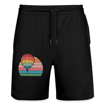 Montgolfière Rétro Sunset - Short de jogging bio TRAINER Stanley/Stella unisexe - noir - Devant - Nik (191cm) & Marisol (170cm)