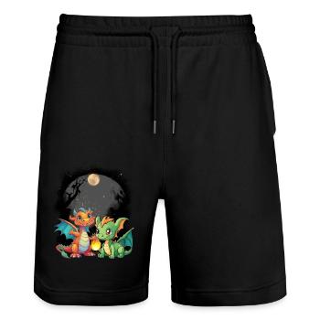 dragon mystique dragon conte de fées personnage de conte de fées - Short de jogging bio TRAINER Stanley/Stella unisexe - noir - Devant - Nik (191cm) & Marisol (170cm)