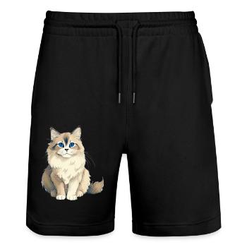 Elegante Katzen Rasse - Stanley/Stella Unisex Bio Joggingshorts Trainer  - Schwarz - Vorne - Nik (191cm) & Marisol (170cm)