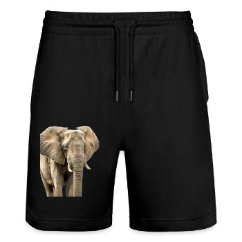 Elephant - Stanley/Stella Trainer Unisex Organic Jogging Shorts - black - Front - Nik (191cm) & Marisol (170cm)