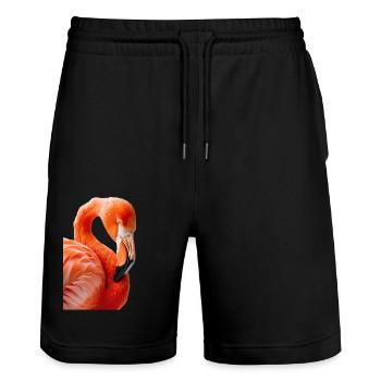 Flamingo - Stanley/Stella Trainer Unisex Organic Jogging Shorts - black - Front - Nik (191cm) & Marisol (170cm)