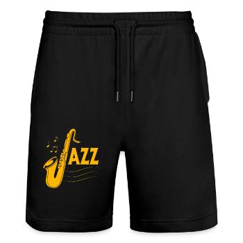 Saxophone Saxophonist - Stanley/Stella Trainer Unisex Organic Jogging Shorts - black - Front - Nik (191cm) & Marisol (170cm)