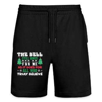 Christmas The Bell Still Rings As It Does For All - Stanley/Stella Trainer Unisex Organic Jogging Shorts - black - Front - Nik (191cm) & Marisol (170cm)