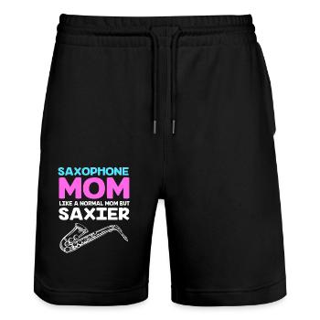 Saxophone Saxophonist - Stanley/Stella Trainer Unisex Organic Jogging Shorts - black - Front - Nik (191cm) & Marisol (170cm)