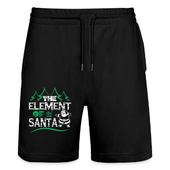 Christmas The Element Of Santa - Stanley/Stella Trainer Unisex Organic Jogging Shorts - black - Front - Nik (191cm) & Marisol (170cm)