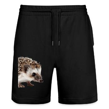Hedgehog - Stanley/Stella Trainer Unisex Organic Jogging Shorts - black - Front - Nik (191cm) & Marisol (170cm)