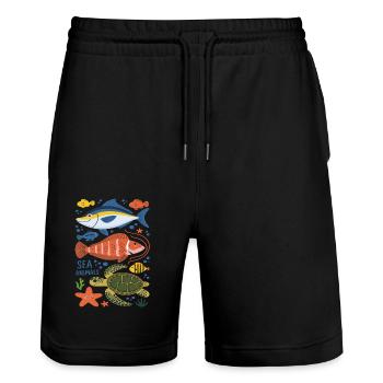 Meerestiere Meer Meeresbewohner für einen Taucher - Stanley/Stella Unisex Bio Joggingshorts Trainer  - Schwarz - Vorne - Nik (191cm) & Marisol (170cm)