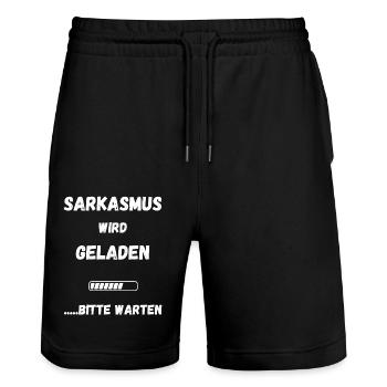 Sarkasmus wir Geladen - Stanley/Stella Unisex Bio Joggingshorts Trainer  - Schwarz - Vorne - Nik (191cm) & Marisol (170cm)