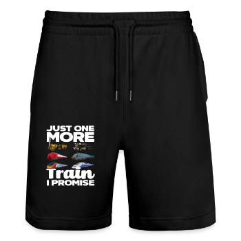Nur Noch Ein Zug Versprochen - Stanley/Stella Unisex Bio Joggingshorts Trainer  - Schwarz - Vorne - Nik (191cm) & Marisol (170cm)